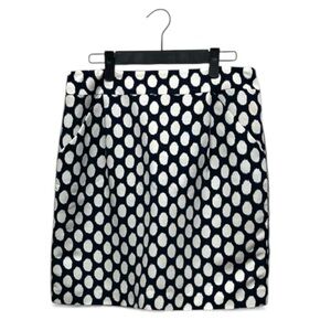 LOFT Navy Polka Dot Skirt Size 4 Lined Pleated Pockets